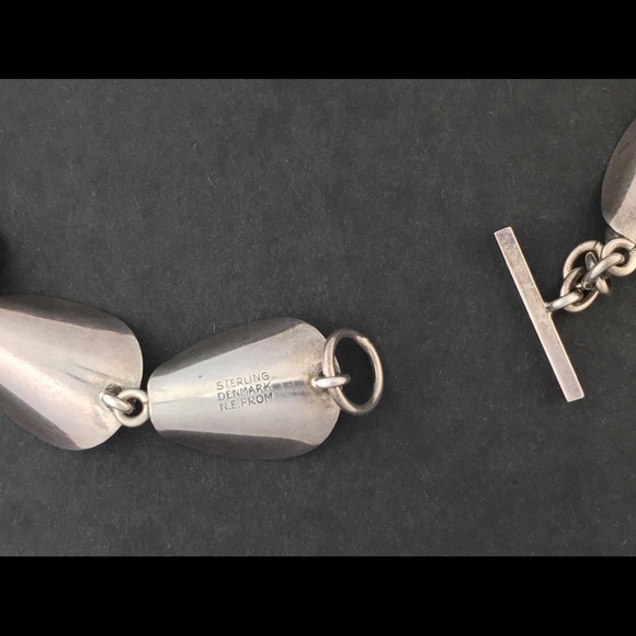 HOST PICK! Vintage Silver Calla Lily Choker Necklace, by N.E. From, MCM, 15-18" - Picture 6 of 17